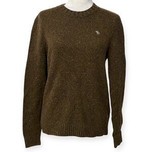 Abercrombie & Fitch Men's Sweater M Brown Speckled Wool Blend Crewneck Moose